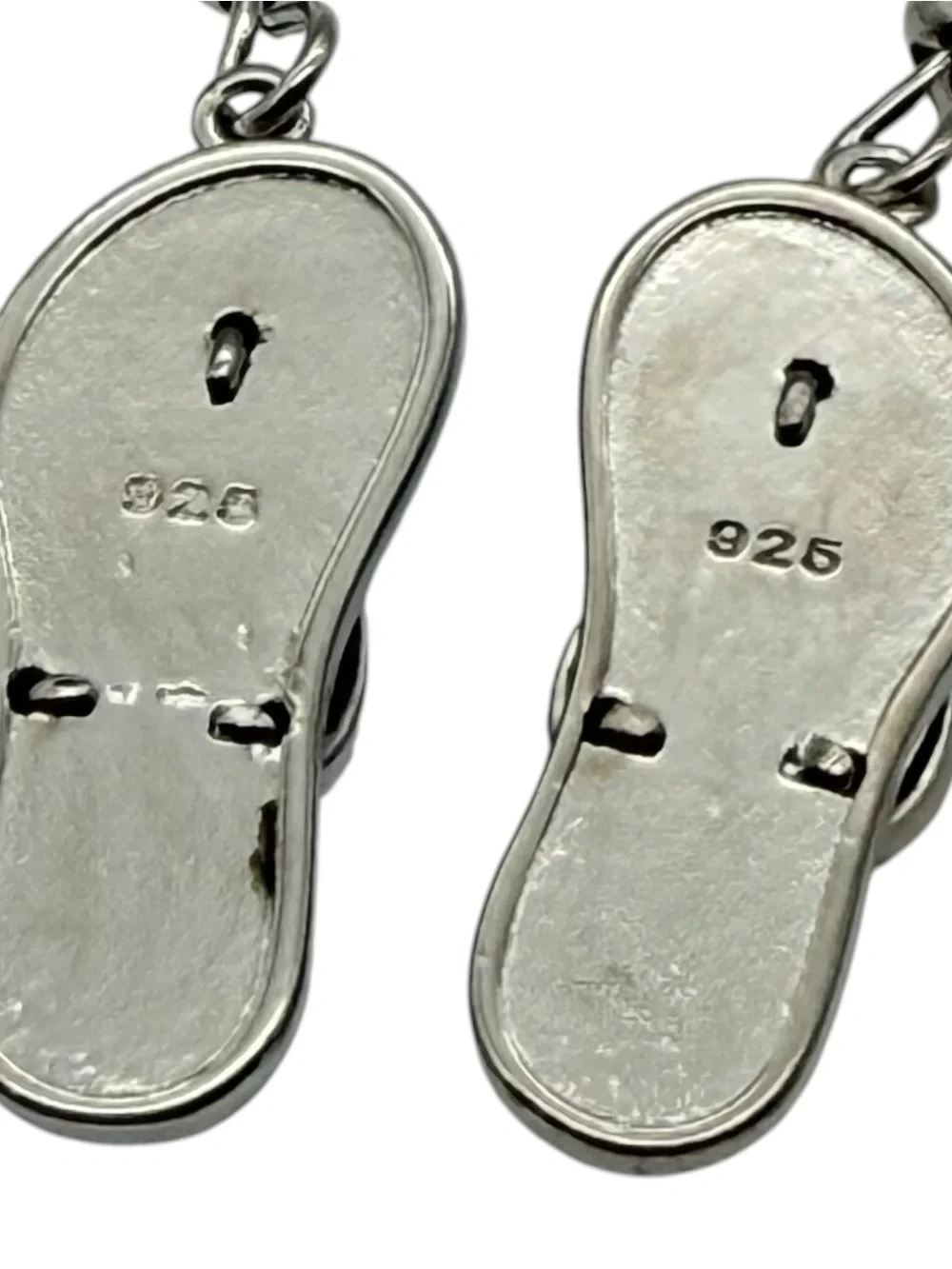 Flip Flop Slippers Silver Earrings Stamped 925 Blue Opal Two Tone Hook Hawai